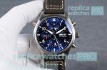 High Quality Replica IWC Pilots Chronograph Top Gun Blue Dial Brown Leather Strap Watch